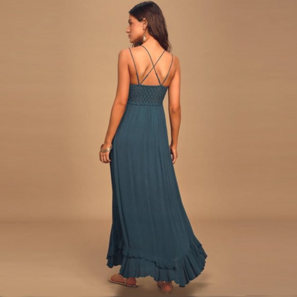 Free people Adella Maxi Slip Dress in Turquoise - Picture 8 of 10